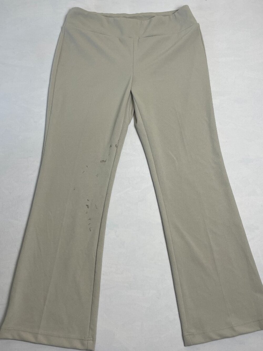 SOHO Apparel Ltd Women's beige/khaki Dress Pants Flared Leg Knit Stretch Size L